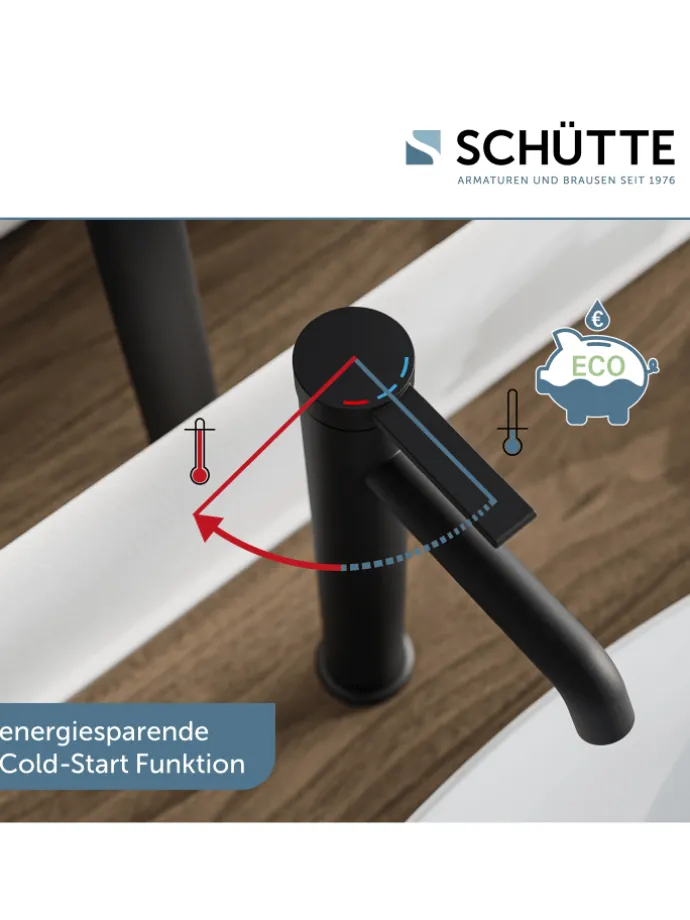 LOS ANGELES Waschtischarmatur, Schwarz matt, für Aufsatzwaschbecken