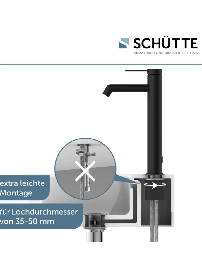 LOS ANGELES Waschtischarmatur, Schwarz matt, für Aufsatzwaschbecken