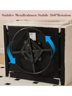 Loungesessel in Beige 360° drehbar mit Armlehnen und Kissen