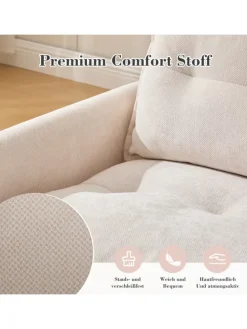 Loungesessel in Beige 360° drehbar mit Armlehnen und Kissen