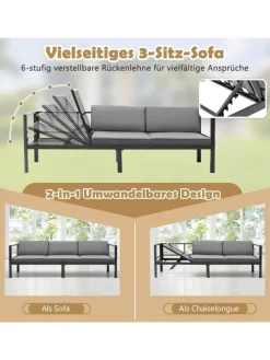 Lounge-Set für 4-5 Personen in Grau