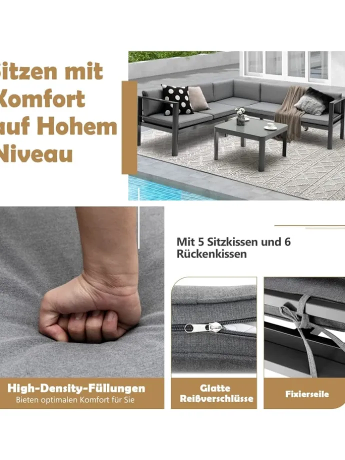 Lounge-Set für 4-5 Personen in Grau