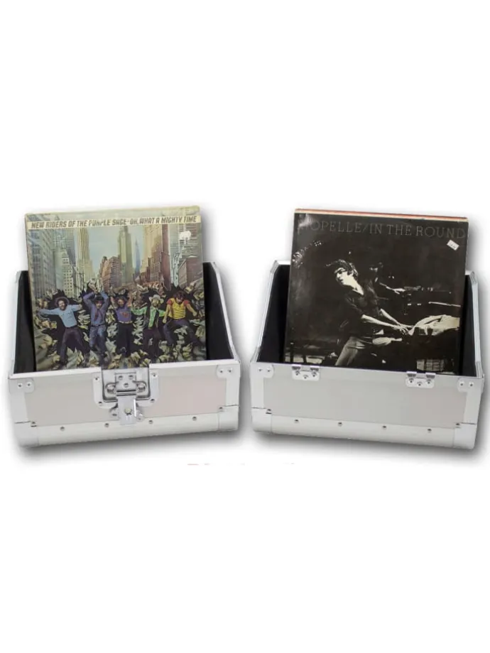 LP DJ Plattenkoffer für 80 Schallplatten/Vynil in silber