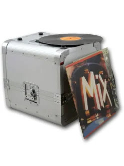 LP DJ Plattenkoffer für 80 Schallplatten/Vynil in silber