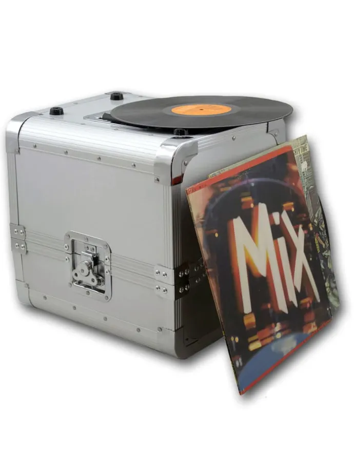 LP DJ Plattenkoffer für 80 Schallplatten/Vynil in silber