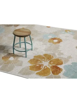 Läufer Beach Flower in beige, hellblau, gelb