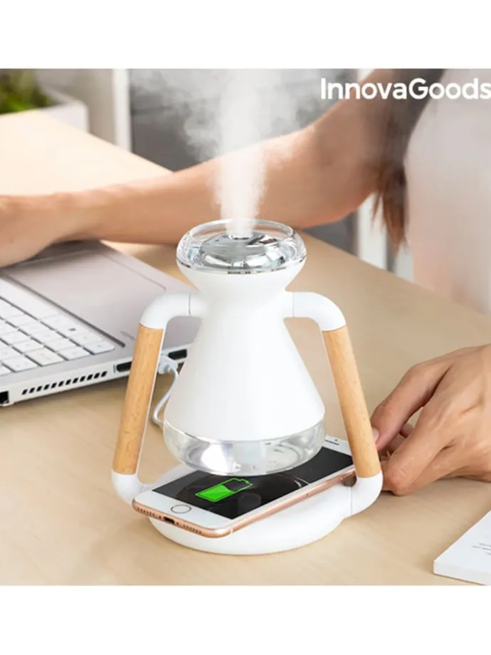 Luftbefeuchter in Weiß/ Natur - (B)15 x (H)17 x (T)11 cm