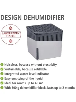 Luftentfeuchter "Cube" in Grau - (B)13 x (H)13 x (T)13 cm