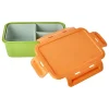Lunchbox in Grün/ Orange - (B)21 x (H)7,5 x (T)14 cm