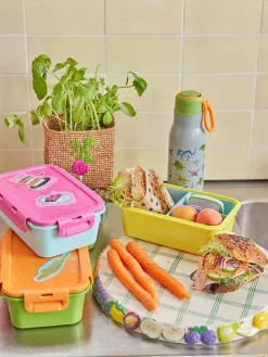 Lunchbox in Grün/ Orange - (B)21 x (H)7,5 x (T)14 cm