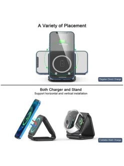 Magnetisches 3-in-1-Ladegerät in Schwarz
