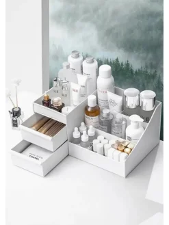 Make-Up-Organizer in Weiß - (B)28 x (H)17 x (T)13 cm