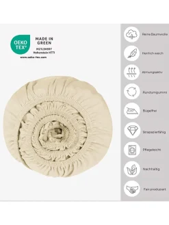 Mako-Jersey-Spannbettlaken in Creme