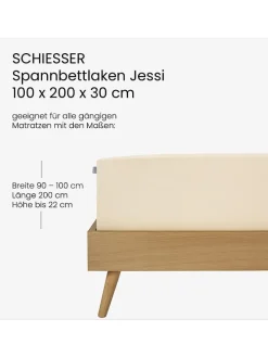 Mako-Jersey-Spannbettlaken in Creme