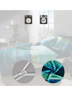 Mako-Satin Bettwäsche in blau