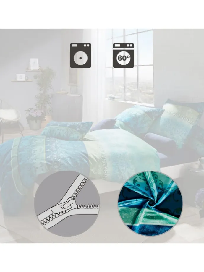 Mako-Satin Bettwäsche in blau