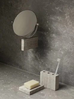 Marmor-Kosmetikspiegel in Beige - (B)21 x (H)26,5 x (T)2 cm