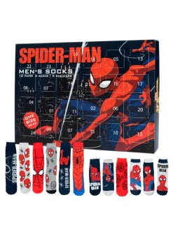 Marvel Spiderman Socken Adventskalender mit 12 Paar kurz und lang in Mehrfarbig