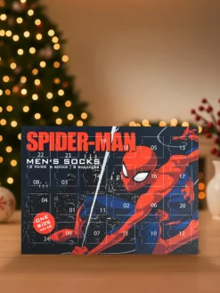 Marvel Spiderman Socken Adventskalender mit 12 Paar kurz und lang in Mehrfarbig