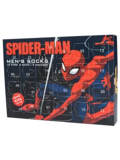 Marvel Spiderman Socken Adventskalender mit 12 Paar kurz und lang in Mehrfarbig