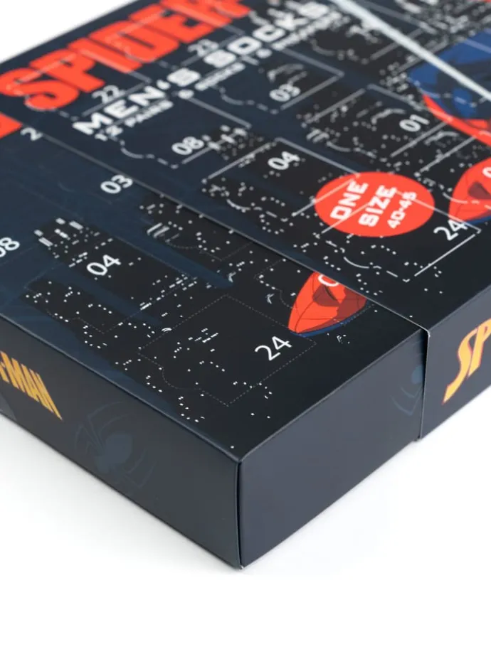 Marvel Spiderman Socken Adventskalender mit 12 Paar kurz und lang in Mehrfarbig