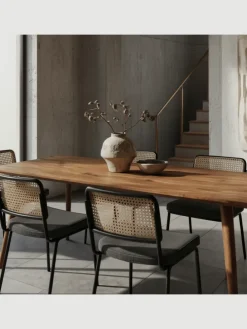 Massivholz Esstisch im Retro Landhausstil, handgefertigt, Sheesham-Holz