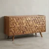 Massivholz-Sideboard in Sheesham, Türen & Schubladen, 138x76x45 cm