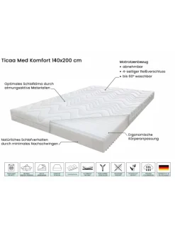 Matratze TicaaMed 140x200 cm Komfort in Weiß