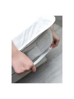 Matratzenschoner Wasserdicht und Atmungsaktiv mit 4 Eckgummi in Weiß