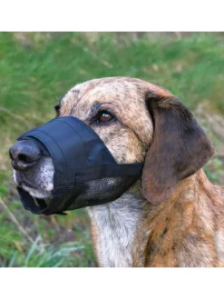 Maulkorb mit Netzeinsatz stufenlos verstellbar in Schwarz