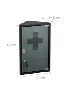 Medizinschrank in Schwarz - (B)30 x (H)45 x (T)17,5 cm