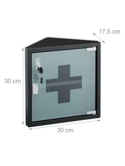 Medizinschrank in Schwarz - (B)30 x (H)30 x (T)17,5 cm