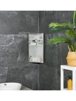 Medizinschrank in Silber - (B)30 x (H)56 x (T)18 cm