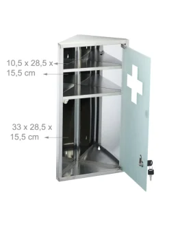 Medizinschrank in Silber - (B)30 x (H)56 x (T)18 cm