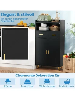 Mehrzweckschrank mit Doppeltür in Schwarz