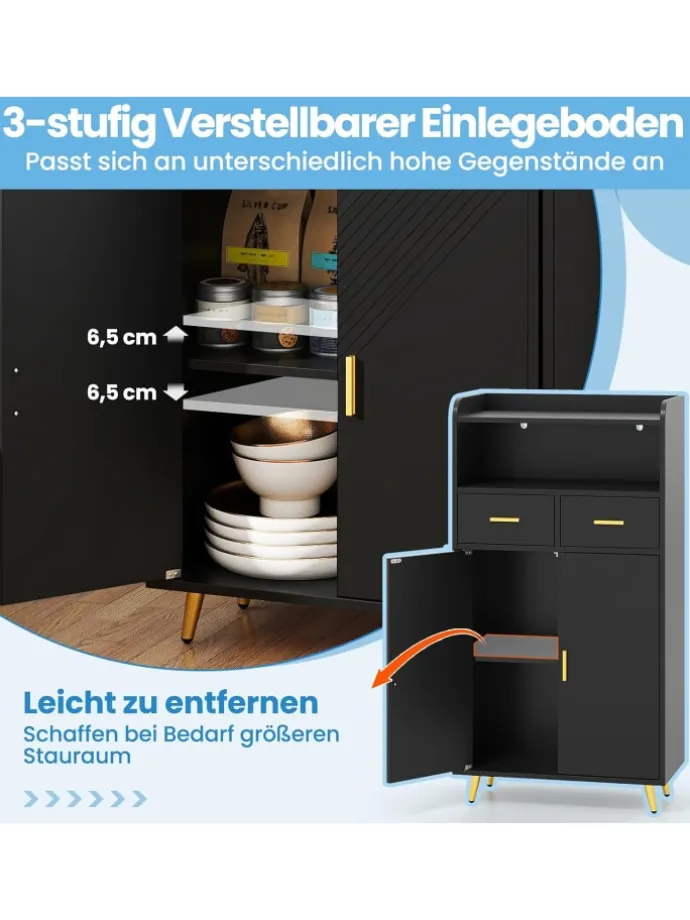 Mehrzweckschrank mit Doppeltür in Schwarz