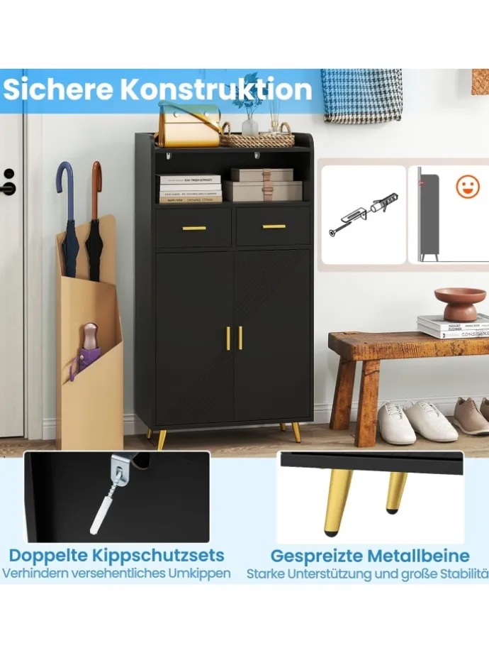 Mehrzweckschrank mit Doppeltür in Schwarz