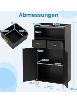 Mehrzweckschrank mit Doppeltür in Schwarz