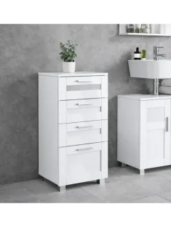 Midischrank Schubladen Nilari 76 x 38 x 28 cm in Weiß