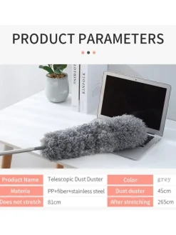 Mikrofaser Staubwedel mit Teleskopgriff in Grau