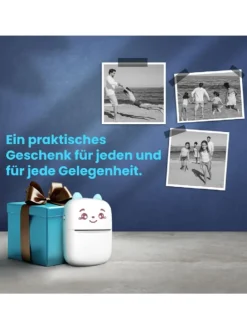 Mini Bluetooth Taschendrucker Kompatibel mit iOS Android Etikettendrucker Rosa