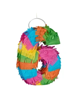 Mini Pinata "Zahl 6" in Bunt - (B)15 x (H)20,5 x (T)4,5 cm