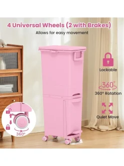 Mülleimer 2 Fächer 40 x 26 x 84 cm in Rosa