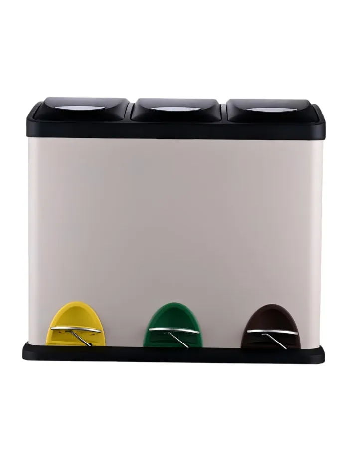 Mülleimer "3 Fächer" in Beige - 24 Liter