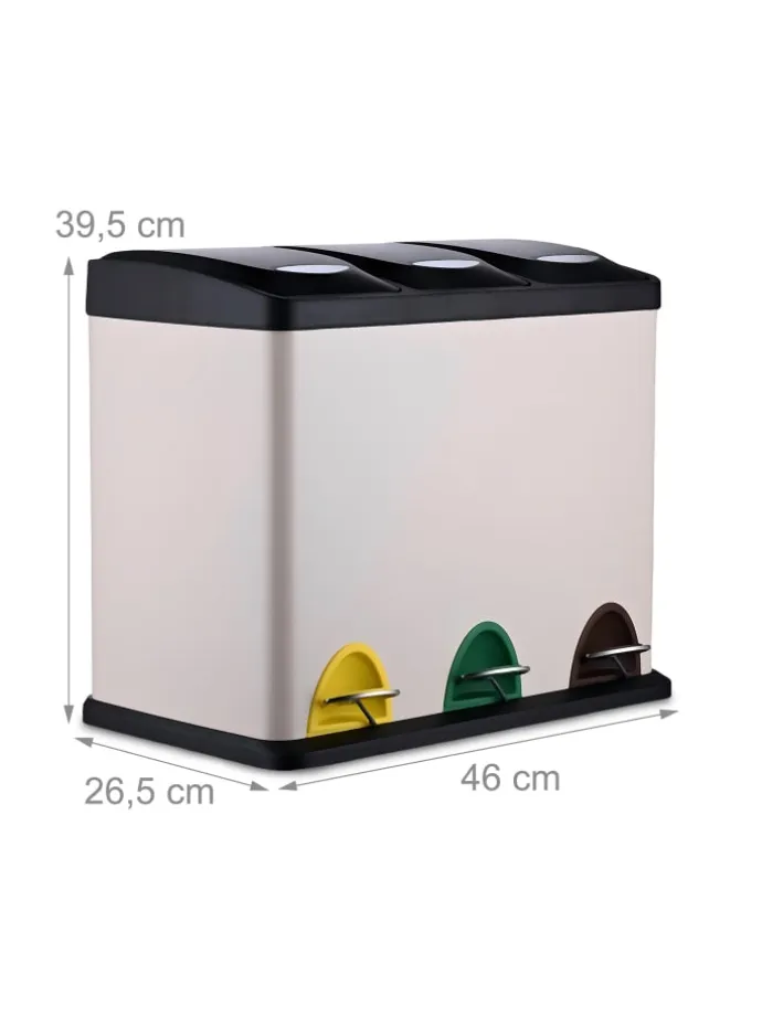 Mülleimer "3 Fächer" in Beige - 24 Liter