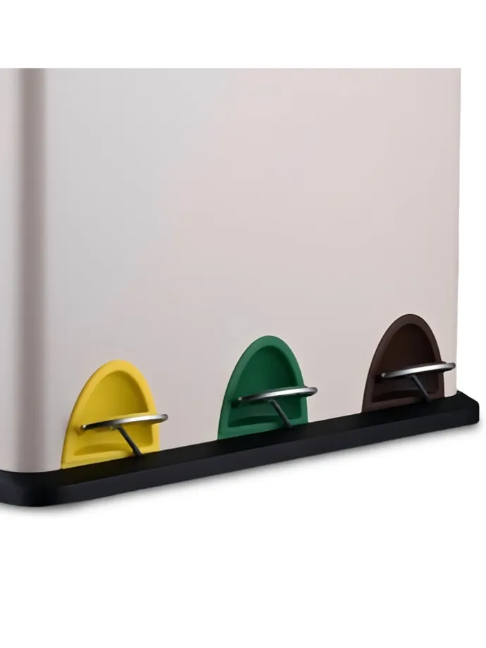 Mülleimer "3 Fächer" in Beige - 24 Liter
