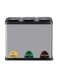 Mülleimer "3 Fächer" in Silber - 24 Liter