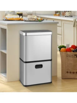 Mülleimer 3 Fächer in Silber