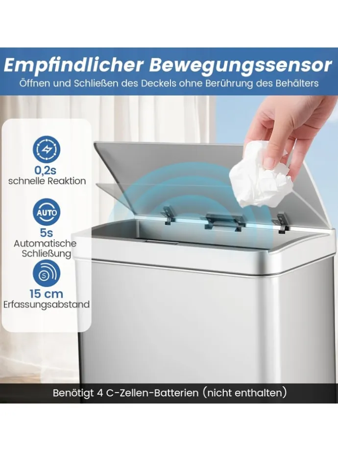 Mülleimer 3 Fächer in Silber