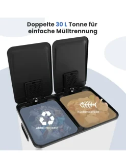 Mülleimer 2 x 30L in Weiß